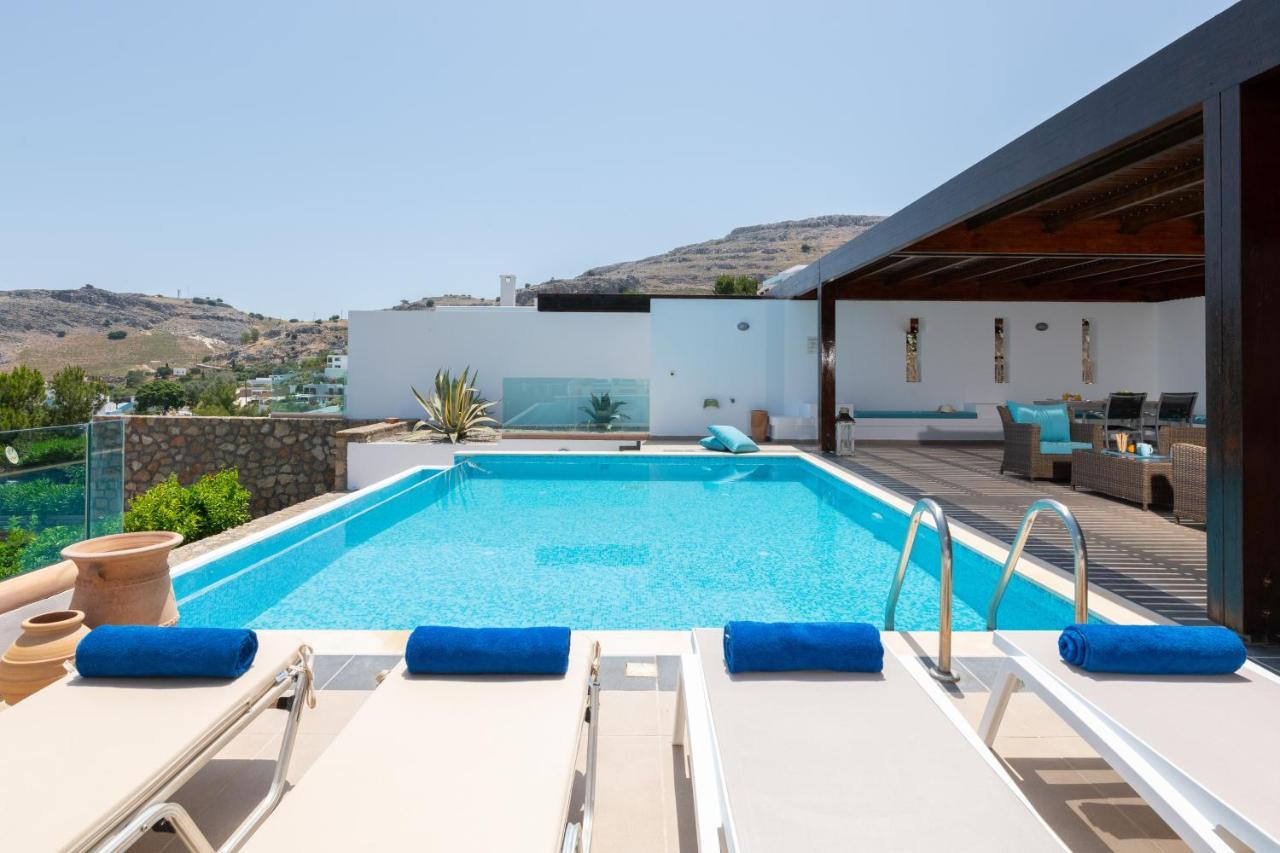 Villa Milena With Private Pool, Vlicha Beach Lindos Bagian luar foto