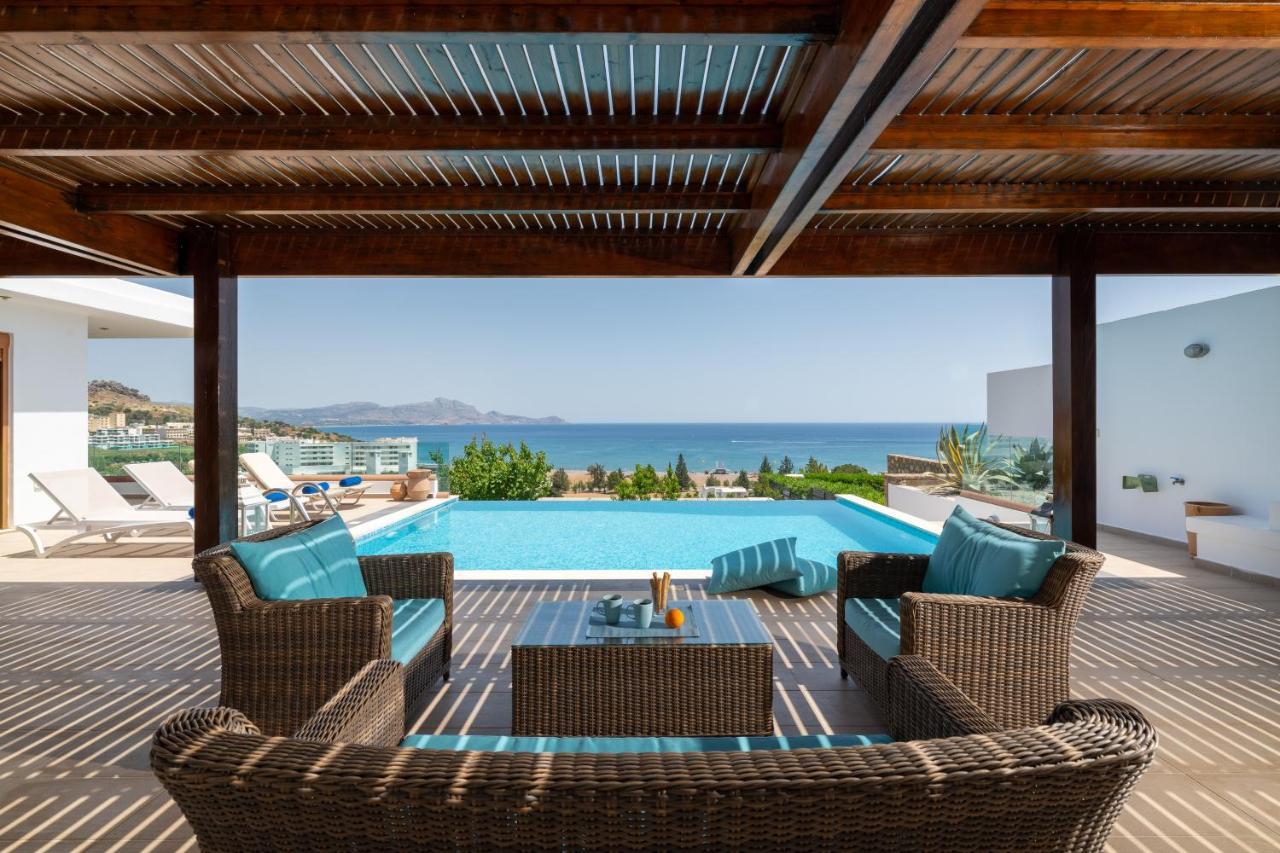 Villa Milena With Private Pool, Vlicha Beach Lindos Bagian luar foto